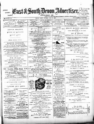 cover page of East & South Devon Advertiser. published on May 13, 1893